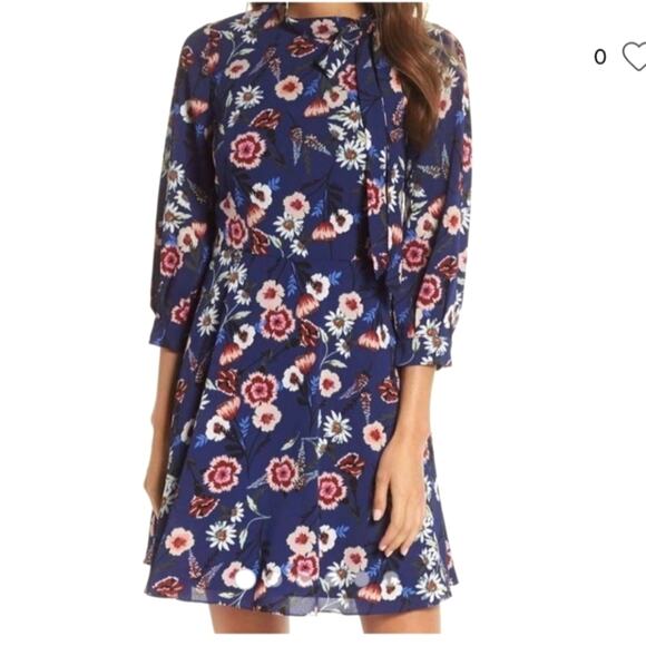 Eliza J Floral Fit&Flare Neck Tie Dress - Picture 1 of 9